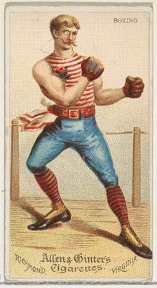 Boxing, from World's Dudes series (N31) for Allen & Ginter Cigarettes, 1888. Creator: Allen & Ginter