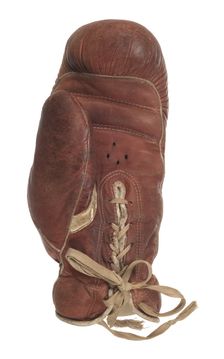 Boxing glove signed by Jack Johnson, 1919-1945. Creator: Ken-Wel Sporting Goods Company