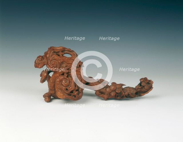 Boxwood ruyi sceptre, Qing dynasty, China, 18th century. Creator: Unknown.