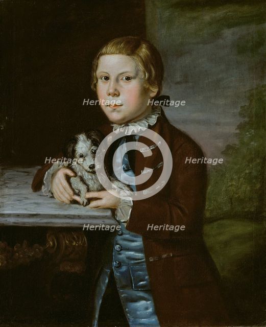 Boy of Hallett Family with Dog, 1766/76. Creator: Unknown.