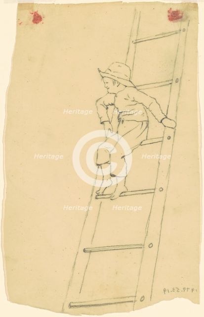 Boy on a Ladder, c. 1840-1850. Creator: James Goodwyn Clonney.