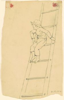 Boy on a Ladder, c. 1840-1850. Creator: James Goodwyn Clonney
