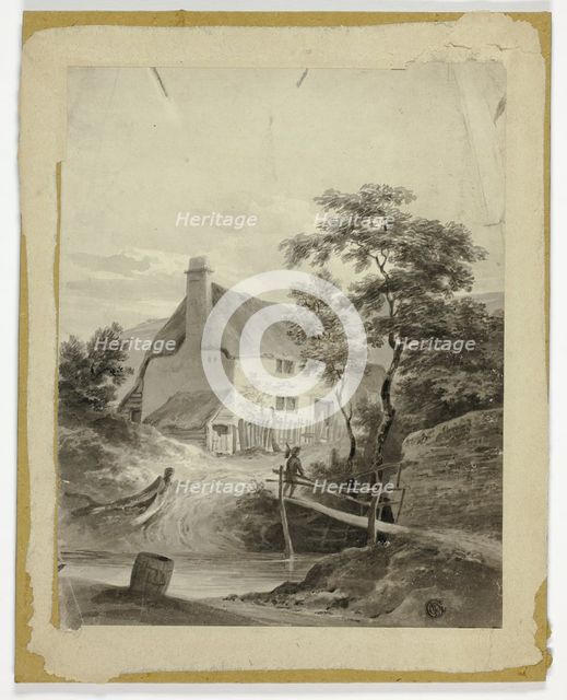 Boy on Bridge Outside a Cottage, n.d. Creator: Unknown.