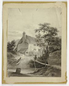 Boy on Bridge Outside a Cottage, n.d. Creator: Unknown