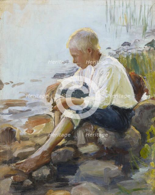 Boy on the Shore, 1891-1893. Creator: Pekka Halonen.