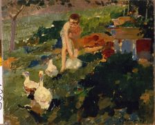 Boy at river by Josep Navarro Llorens