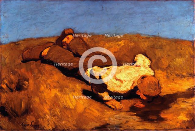 Boy at the Spring (The Spring), 1923. Artist: Egger-Lienz, Albin (1868-1926)