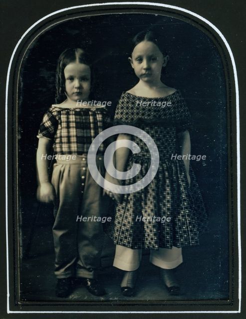 [Boy and Girl Holding Hands], ca. 1850. Creator: Bennet.