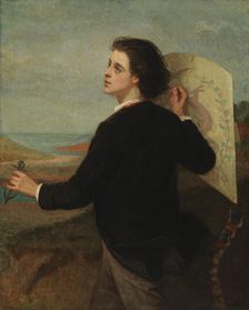 Boy and paper kite, 1863. Creator: Adolf von Becker