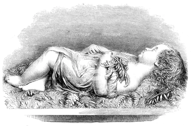 "Boy Asleep", sculpture, by Alexander Munro, in the Royal Academy Exhibition, 1864. Creator: Unknown.
