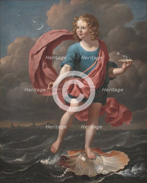 Boy Blowing Soap Bubbles. Allegory on the Transitoriness and the Brevity of Life, 1663. Creator: Karel Du Jardin.