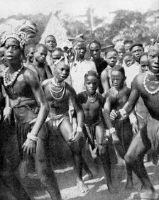 Boy dancers dressed as girls, the Yafouba tribe, West Africa, 1936.Artist: Wide World Photos