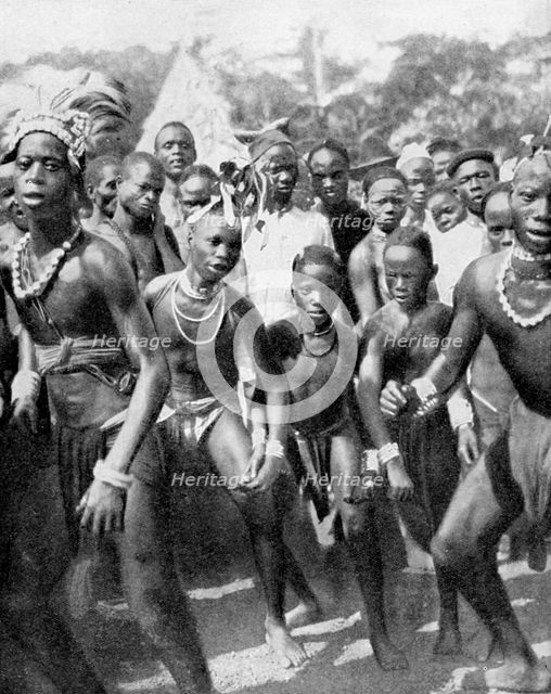 Boy dancers dressed as girls, the Yafouba tribe, West Africa, 1936.Artist: Wide World Photos
