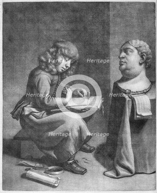 Boy Drawing a Bust of the Roman Emperor Vitellius, ca. 1665-75. Creator: Wallerant Vaillant.