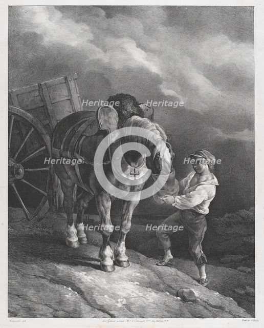 Boy Feeding a Cart Horse from a Nose Bag, 1822. Creator: Theodore Gericault.