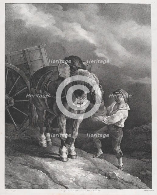 Boy Feeding a Cart Horse from a Nose Bag, 1822. Creator: Theodore Gericault.