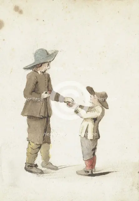 Boy gives an apple to a younger boy, 1645-1650. Creator: Gesina ter Borch.