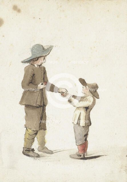 Boy gives an apple to a younger boy, 1645-1650. Creator: Gesina ter Borch.
