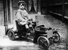 Boy in 1908 Mercedes 28/32 hp pedal car, c1908