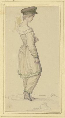 Boy in a long overcoat in lost profile, c1820-1863. Creator: Marie Ellenrieder