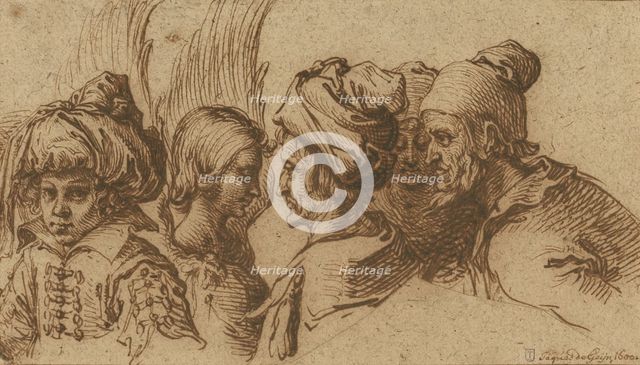 Boy in a Turban, Winged Angel and Three Companions, about 1600. Creator: Jacques de Gheyn II.