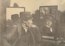 Boy in Profile, Face Shown Frontally in Mirror, 1850s. Creator: Unknown