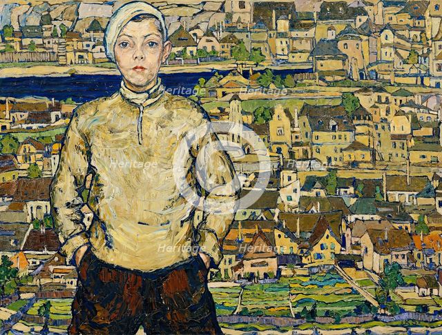 Boy in the landscape, 1935. Creator: Karl Suschnik.