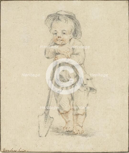 Boy leaning on a Spade. Artist: Unknown.