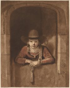 Boy Leaning over a Lower Door, 1763, published 1765. Creator: Cornelis Ploos van Amstel