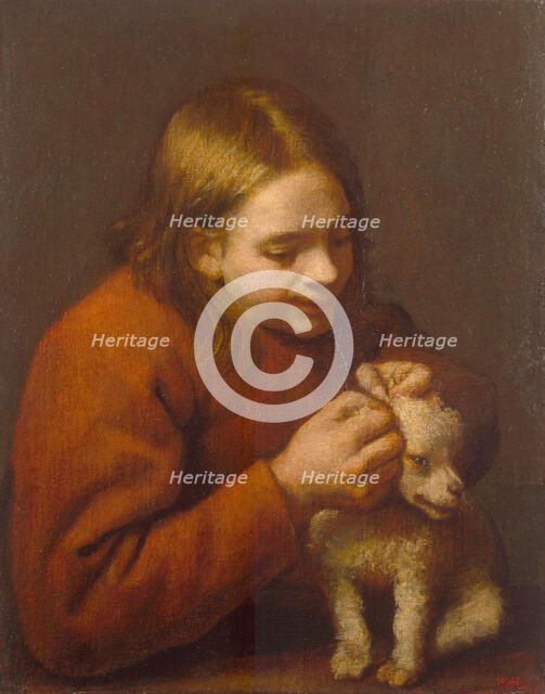 Boy Looking for Fleas on a Dog, 1650. Artist: Nuñez de Villavicencio, Pedro (1635-1700)