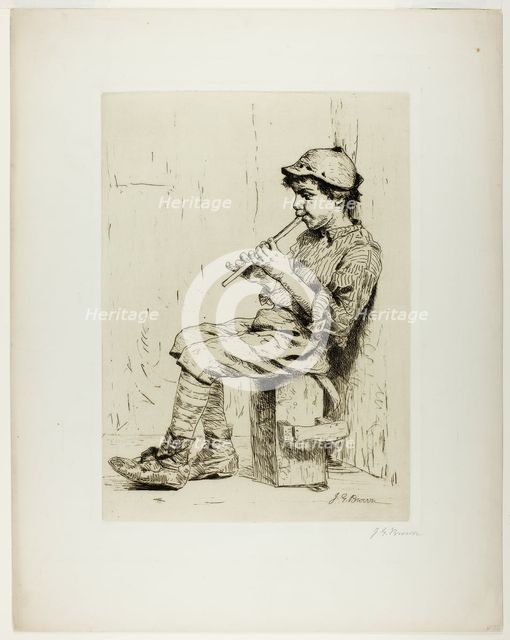 Boy Playing a Flute, c.1860. Creator: John George Brown.