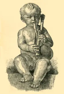 Boy playing the bagpipes, c1490-1520, (1881). Creator: Unknown
