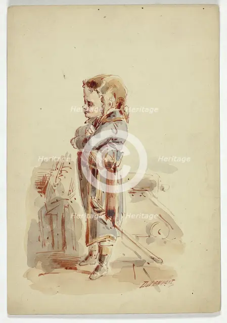 Boy Posing as Admiral on Ship, n.d. Creator: Dupenvant.