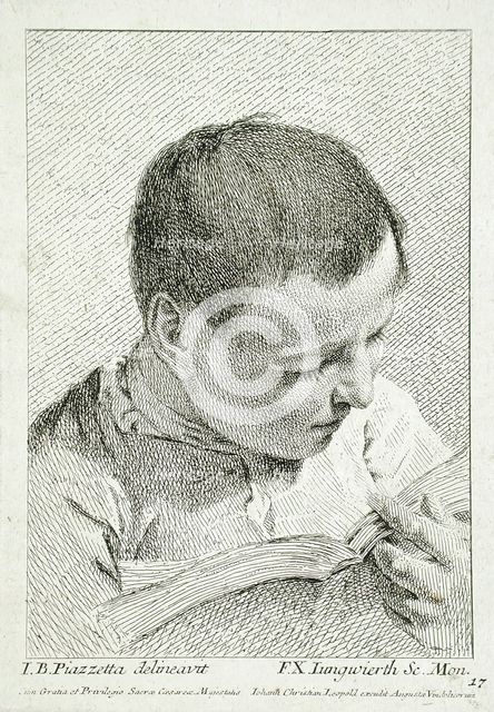 Boy Reading, 18th century. Creator: Franz Xaver Andreas Jungwierth.