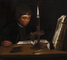 Boy Reading at Artificial Light, 1763-1764. Creator: Jens Juel