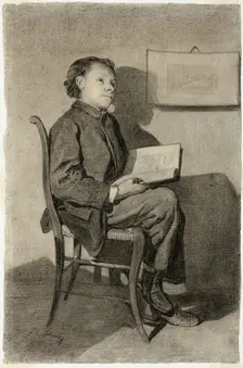 Boy Reading (Jeune Garçon Lisant), c. 1861. Creator: Francois Bonvin