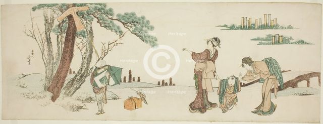 Boy releasing a kite, Japan, c. 1800/10. Creator: Hokusai.