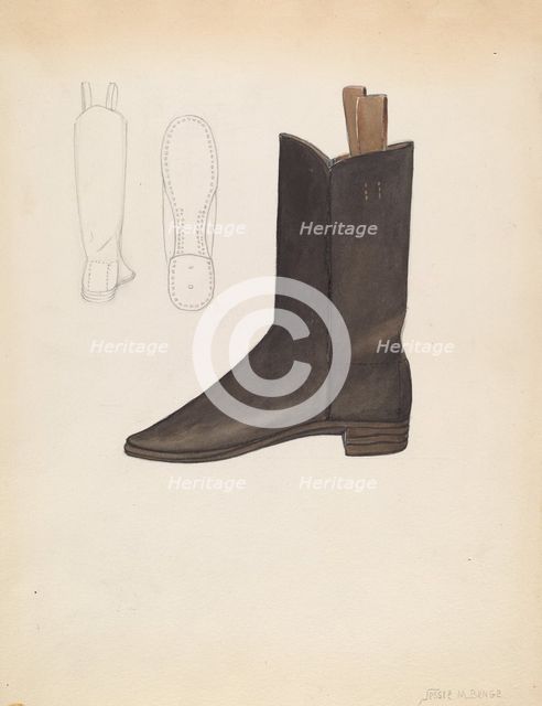 Boy's Boot, c. 1936. Creator: Jessie M. Benge.