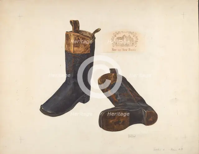 Boy's Boots, c. 1937. Creator: Harry Grossen.