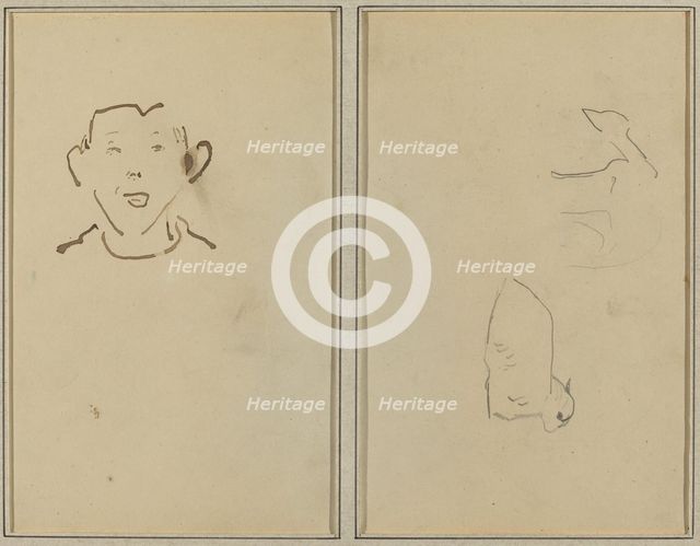 Boy's Face; Two Sheep [verso], 1884-1888. Creator: Paul Gauguin.