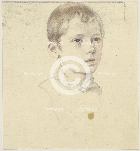 Boy's head to the right, c1830-1872. Creator: Jakob Becker.
