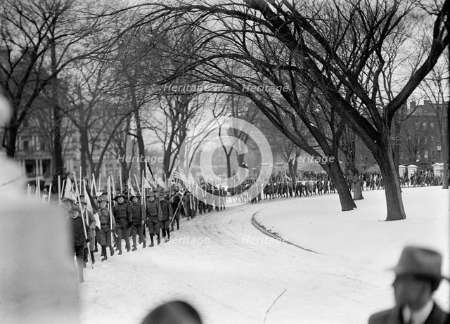 Boy Scouts - Visit of Sir Robert Baden-Powell To DC Reviewing Parade from White House Portico, 1911. Creator: Harris & Ewing.