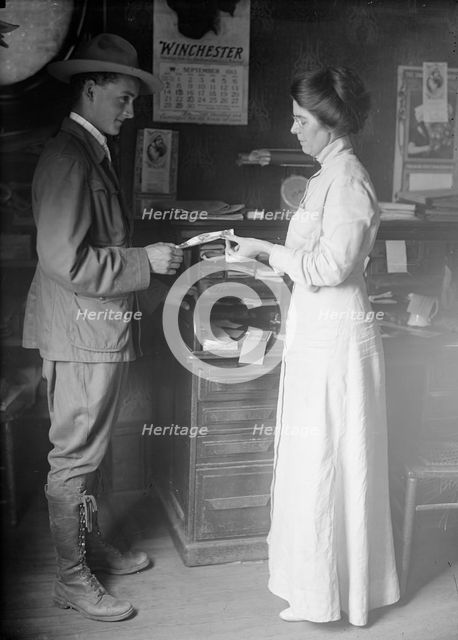 Boy Scouts - Postal Savings; Scouts Depositing, 1913. Creator: Harris & Ewing.