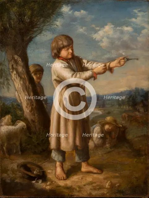 Boy Shooting with a Key, before 1863. Creator: Aleksander Kotsis.