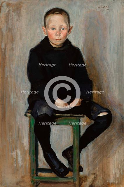 Boy Sitting, 1907. Creator: Verner Thome.