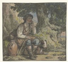 Boy under a tree with a dog and a jug, 1756-1813. Creator: Anthony Andriessen