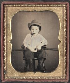 Boy with Cigar, c.1855. Creator: Unidentified Photographer