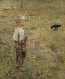 Boy with a Crow, 1884. Creator: Akseli Gallen-Kallela
