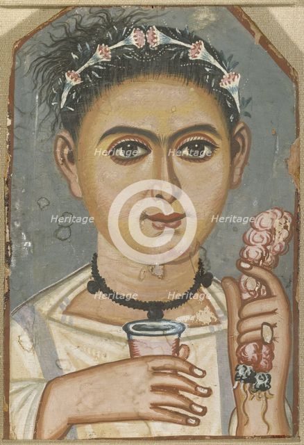 Boy with a Floral Garland in His Hair, ca 200-230. Artist: Fayum mummy portraits  