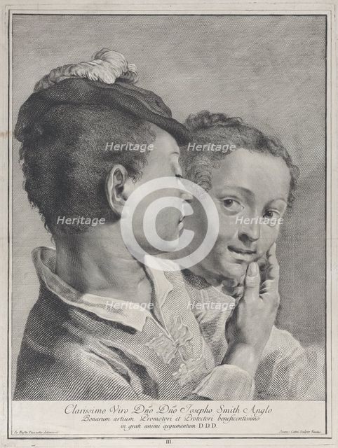 Boy with a hat touching the face of a girl, 1743. Creator: Giovanni Cattini.